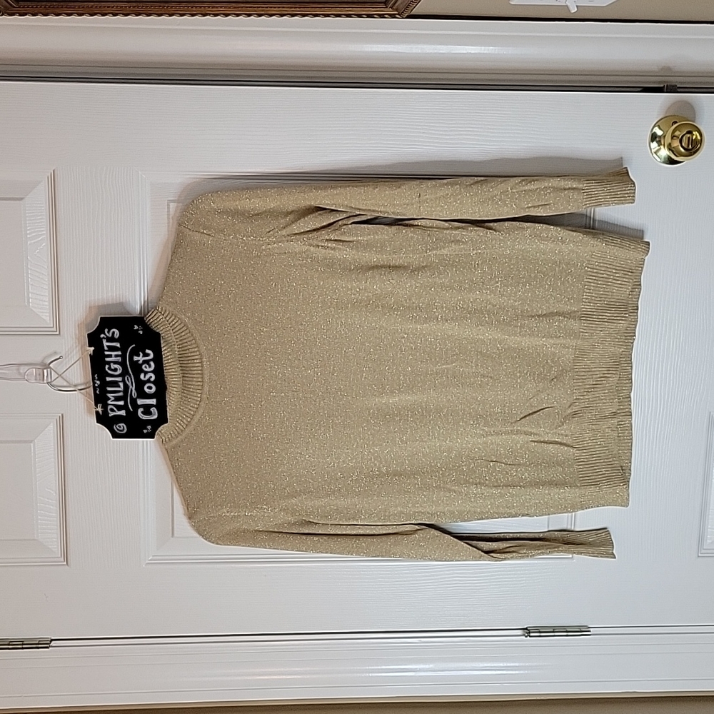 Joseph A Gold Metallic Sweater XL Turtleneck Long Sleeve